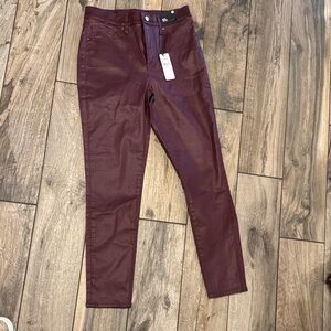 Express Chic Women's Burgundy Skinny High Rise Jeans